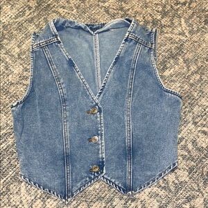 Denim Button-Up Vest Women’s Cropped